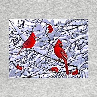 Red Cardinals in Winter T-Shirt